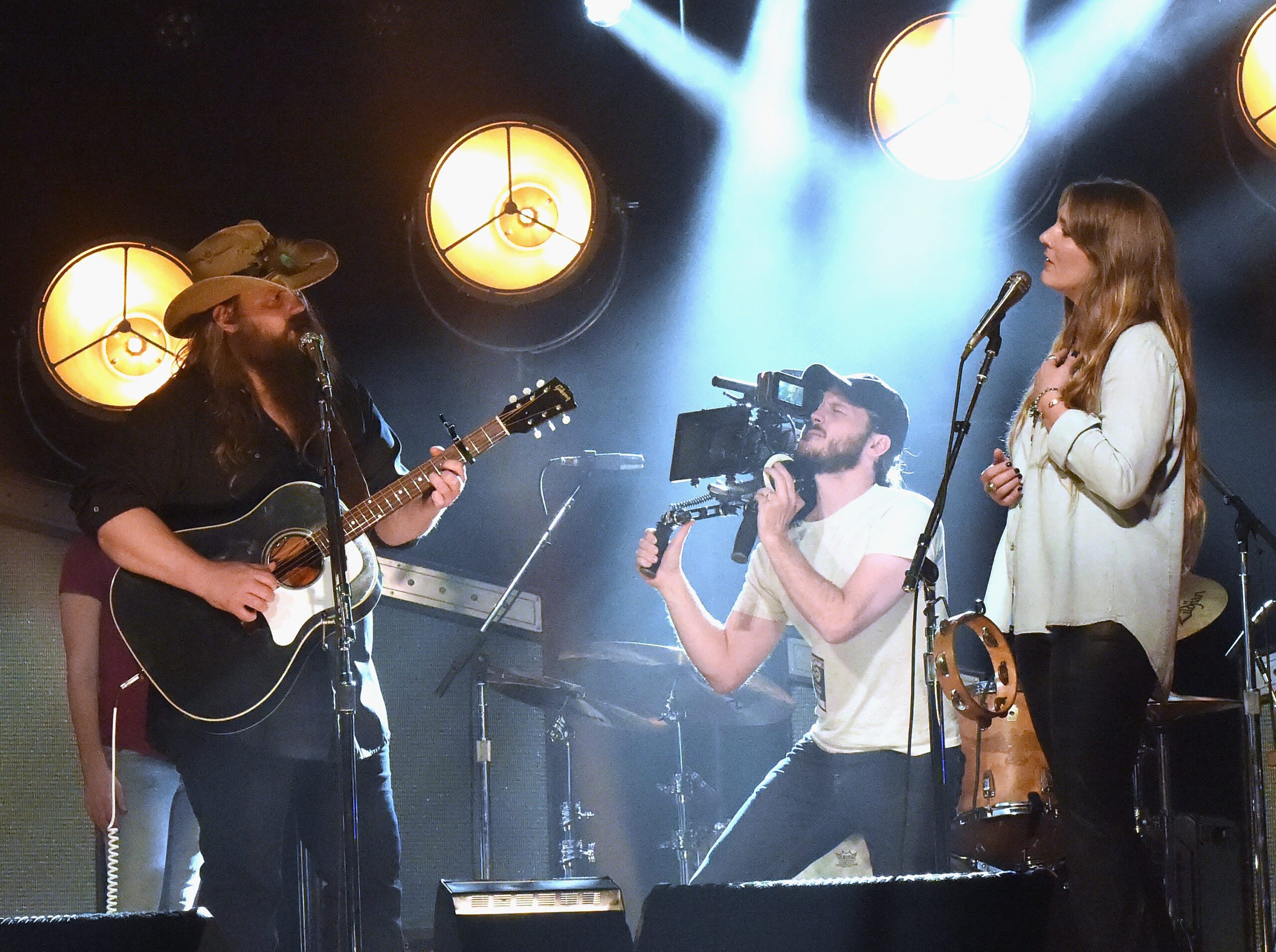 Singer Chris Stapleton and Morgane Stapleton perform onstage March 24, 2016 in Paintsville, Kentucky.