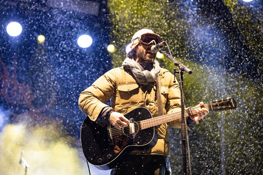 A man performs in winter gear at The Rendezvous Music Festival.