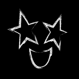 Black and white star-eyed logo.